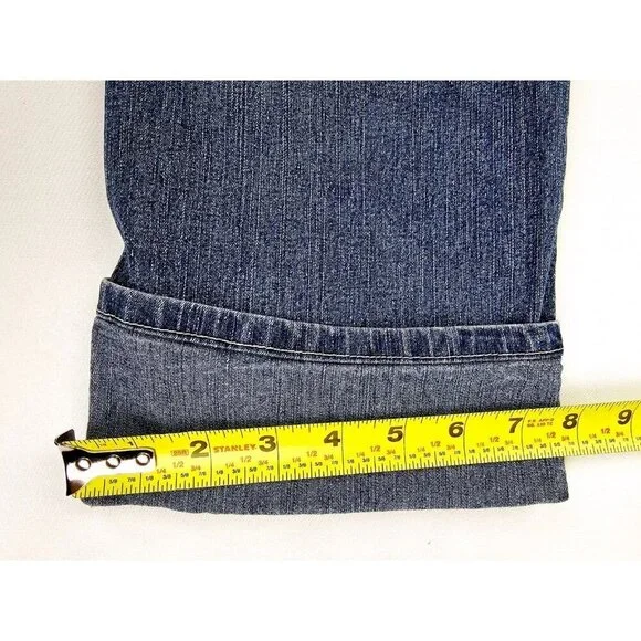 Angels Jeans Size 13 Juniors Women's Blue Cropped Capri Ramie Blend Logo Denim - Picture 5 of 11